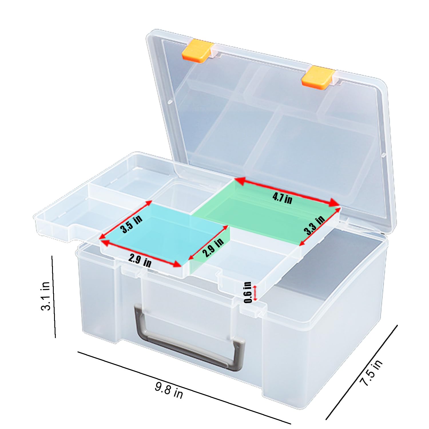 SHIYIJIA Plastic Organizer Box with Dividers Adjustable Compartment Storage Container (800, Grams)