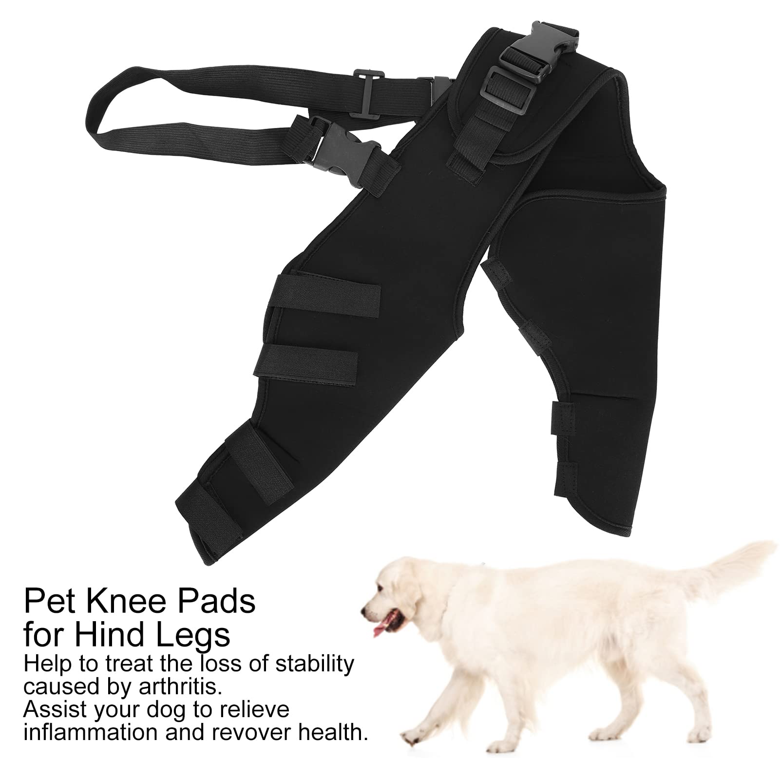 Dog Knee Brace for Torn ACL Hind Leg, Dog Knee Brace for Back Hind Rear Leg Torn ACL Tear, Relieve Joint Pain and Muscle Sore (HJ25 Rear Double Leggings Black S)