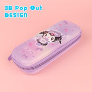 SOOCUTE Pencil Case For Girls Cute Anime Pencil Box For Kids Kawaii Pen Pouch School Supplies Stationery Organizer Box Purple