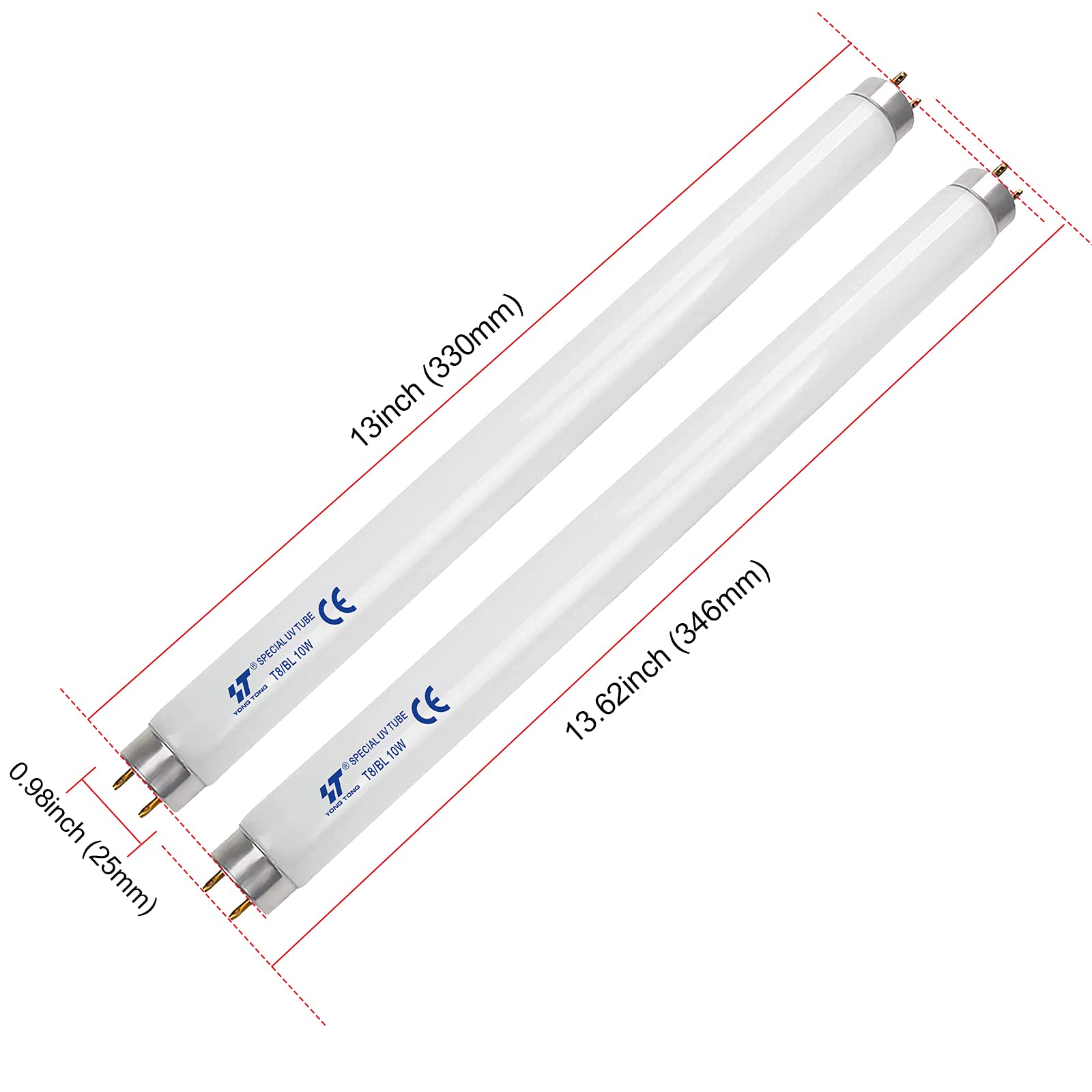 Generic 2 Pack 10W UV Bulbs Mosquito-lured Tubes Standard T8 Light Tube 10 Watts UV Light Bulb Replacement Compatible with 20W Electric Bug Zappers Mosquito Killers 13 Inches, White