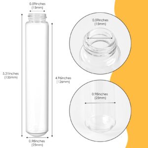 Cadbibe 50ml Glass Clear Test Tubes with Screw Caps and Plastic Stoppers, 25 x 135mm Liquid Small Leak-Proof Glass Test Tubes, 24PCS