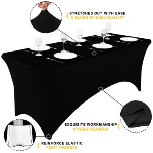 Smiry 2 Pack Spandex Table Cloth 6FT, Elastic Fitted Stretch Tablecloths for Rectangle Tables, Washable Table Cover for Outdoor, Wedding, Banquet & Parties (Black, 72Lx30Wx30H Inch)