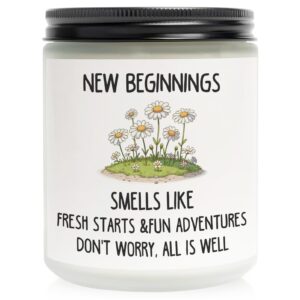 new beginnings gifts for women, scented candle present for coworker leaving, graduation, farewell, goodbye, good luck, moving away, divorce, new job, break up