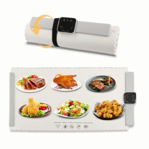 Food Warmer Mat, Roll Up Electric Warming Plate, Portable Silicone Warming Mat with 5 Heat Levels, Heating Tray for Parties Buffet, 26inx15.5in, (Energy Saving)