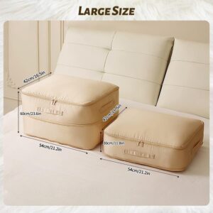 Ultra Space Saving Self Compression Organizer,New Duvet Storage Bag,Can be used to organize quilts, clothes and blankets(Apricot Pink)