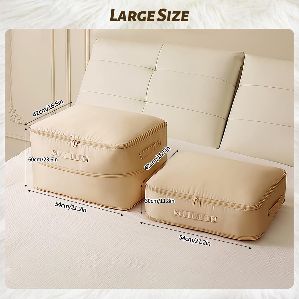 Ultra Space Saving Self Compression Organizer,New Duvet Storage Bag,Can be used to organize quilts, clothes and blankets(Apricot Pink)