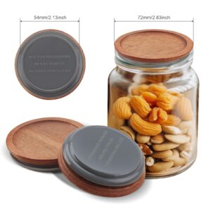 6 Pack Regular Mouth Lids for Mason Jars, Reusable Wooden Storage Lids with Silicone Seal for Regular Mouth Jars