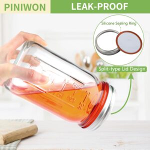 PINIWON Wide Mouth Mason Jars 32 oz with Airtight Lids and Bands, 12 Pack Quart Canning Jars, Clear Glass Mason Jars for Canning, Pickling, Preserving, Meal Prep, DIY Projects