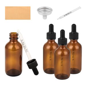 hpopo 4pcs leak-proof glass dropper bottles,2 oz dropper bottles traveling and storing essential oils, beard oils, watercolor, and diy projects