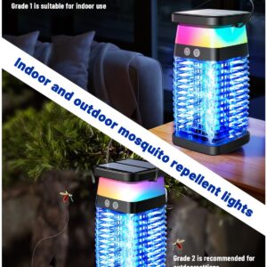 Solar Bug Zapper Outdoor Indoor, 3 in 1 Portable Electric Mosquito Zapper, Waterproof Plug in with RGB Light & Reading Lamp, Rechargeable Fly Zapper Insect Trap for Patio Camping Home Backyard