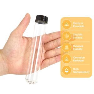 Cadbibe 50ml Glass Clear Test Tubes with Screw Caps and Plastic Stoppers, 25 x 135mm Liquid Small Leak-Proof Glass Test Tubes, 24PCS