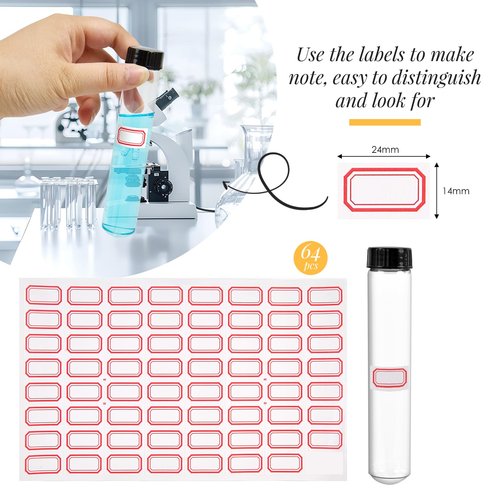 Cadbibe 50ml Glass Clear Test Tubes with Screw Caps and Plastic Stoppers, 25 x 135mm Liquid Small Leak-Proof Glass Test Tubes, 24PCS