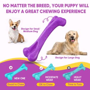 Mitzifuzz Tough Dog Toys for Aggressive Chewers, Interactive Dog Toys to Keep Them Busy, Dog Chew Toys Long Lasting for Large/Medium/Small Dogs, for Teeth Cleaning, Bacon Flavor(2pcs, Purple+Cyan)