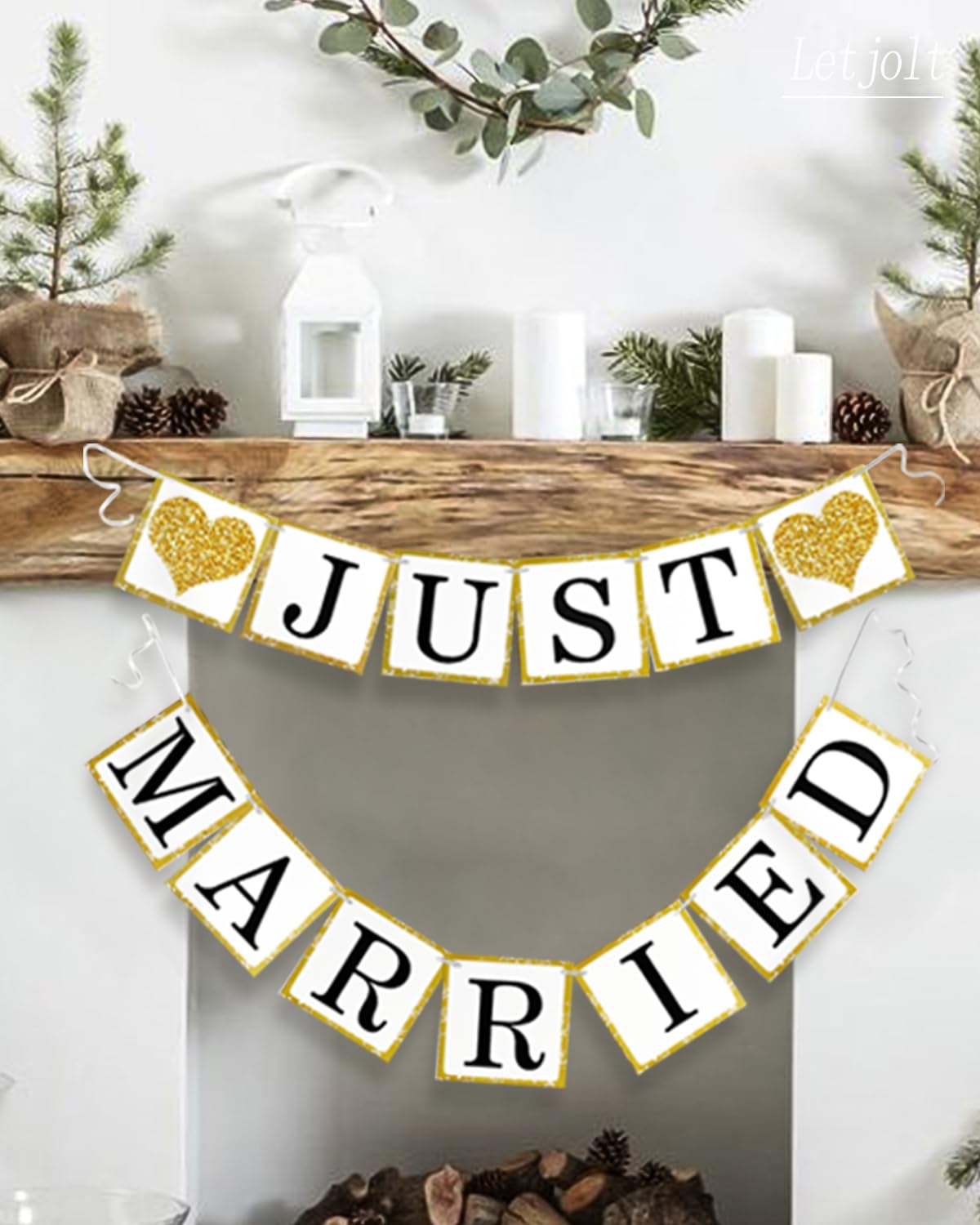 Just Married Proposal Banner Marriage Decorations Paper Garland Wedding Supplies Engagement Sign Outdoor Party Photp Prop Rustic Decorations 6Ft