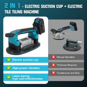 Tile Vibration Machine Installation Tool, Handheld Automatic Tiling Vibrator with Enlarged Suction Cup for Tiling Leveling Laying 21V 12500mAh 24000r/min 6 Speeds Adjustable