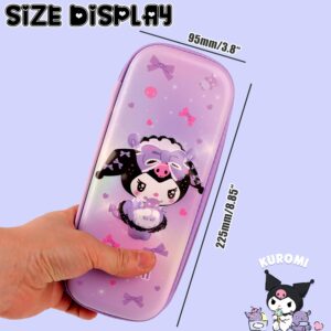 SOOCUTE Pencil Case For Girls Cute Anime Pencil Box For Kids Kawaii Pen Pouch School Supplies Stationery Organizer Box Purple