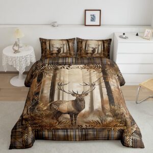 feelyou deer hunting comforter set hunter themed bedding set for kids boys girls jungle wild animal deer comforter soft quilt set twin size