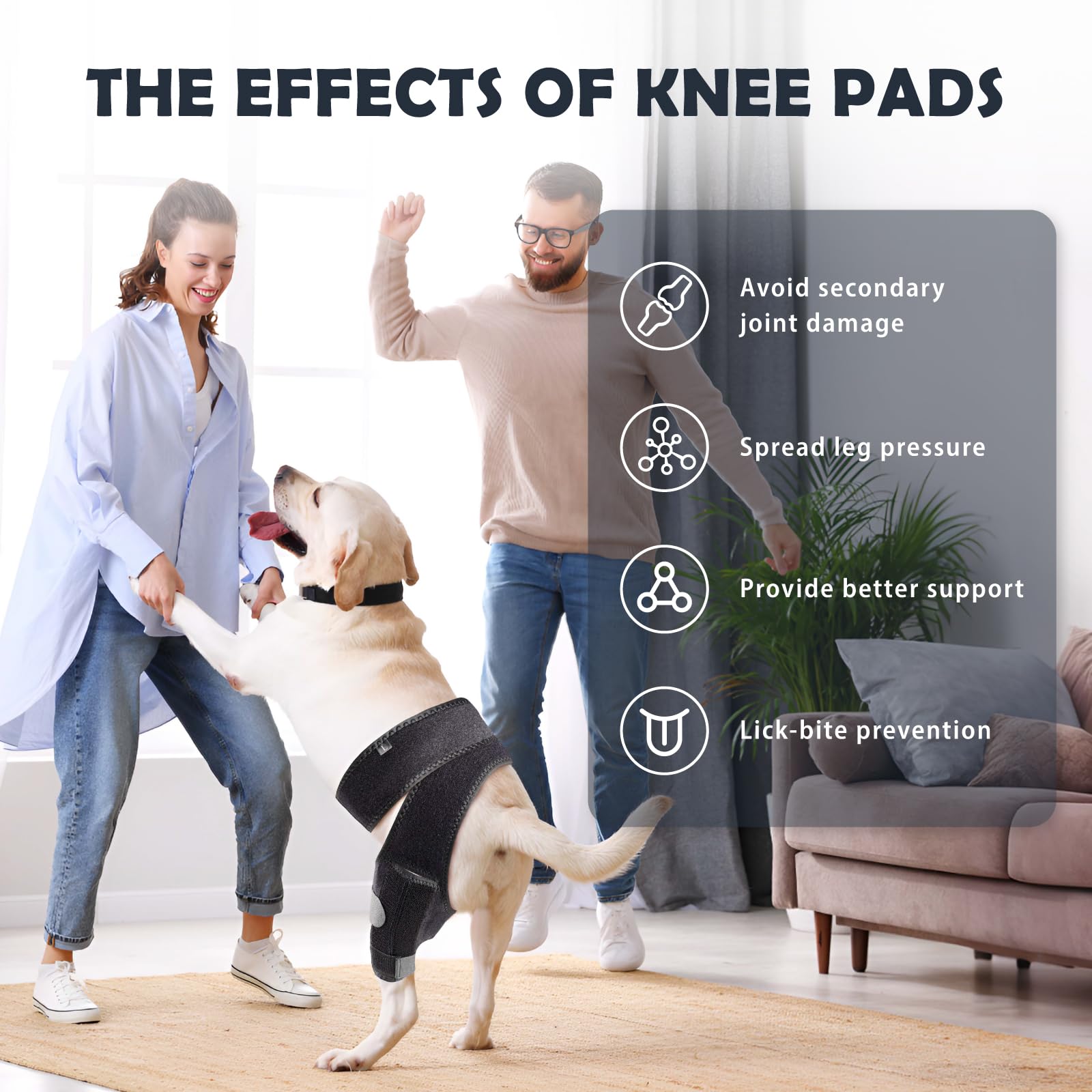 Dog Knee Brace for Torn ACL Hind Leg, Support Strip Design Ensures Stability, Adjustable Dog Back Leg Support Brace for Dogs Rear Leg, Reduce Joint Pain、Muscle Soreness and Inflammation (Size: M)