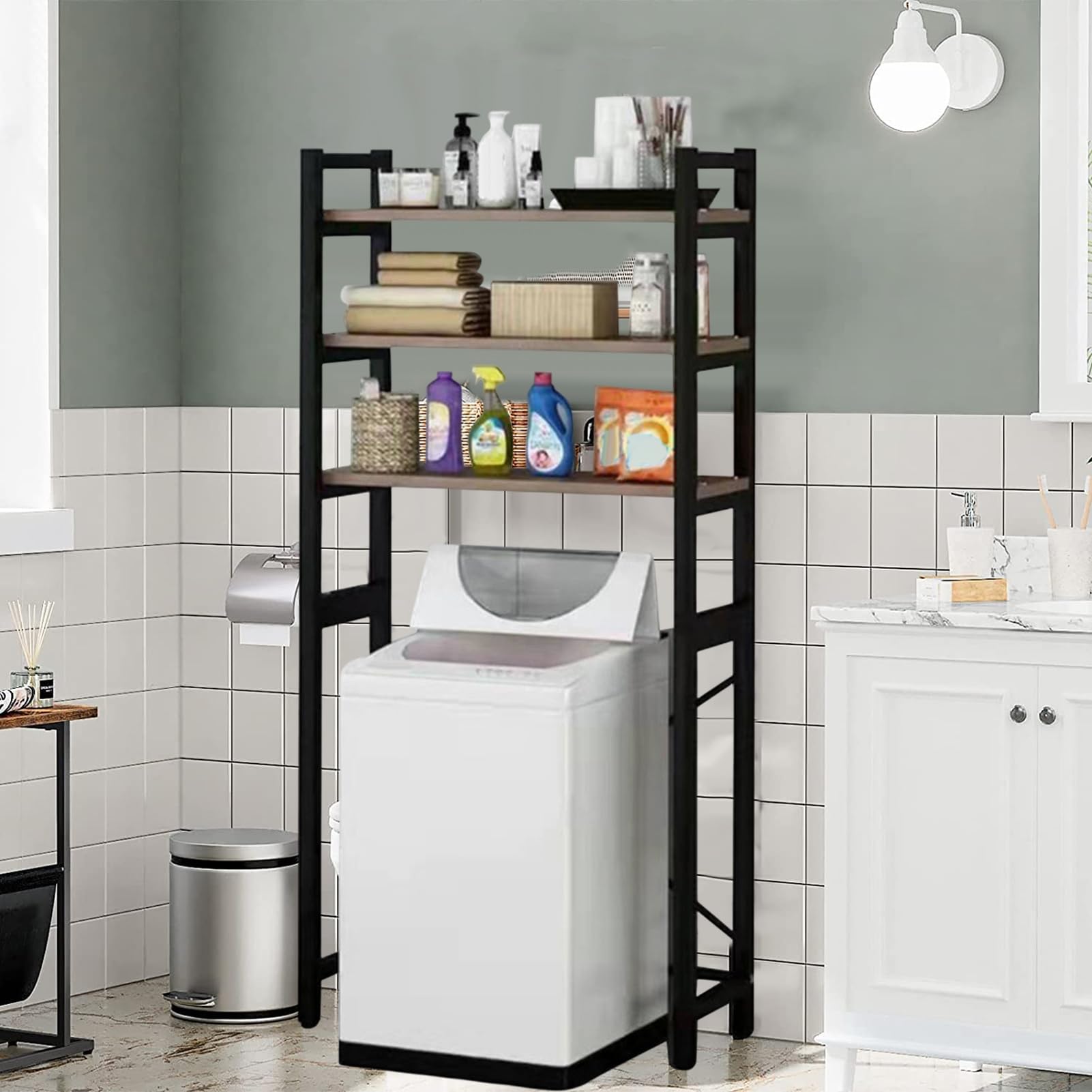 HEVIRGO Over The Toilet Storage,Toilet Storage Rack Freestanding,Toilet Household Supplies,Multi-Layer Space-Saving Bathroom,Stand Over Sundries Organizer,for Restroom,Laundry