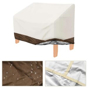 Hoypeyfiy Waterproof Outdoor Bench Cover Beige & Brown Oxford Fabric Bench Cover for 2-Seater Bench Loveseat Furniture for Outside Garden Park Patio