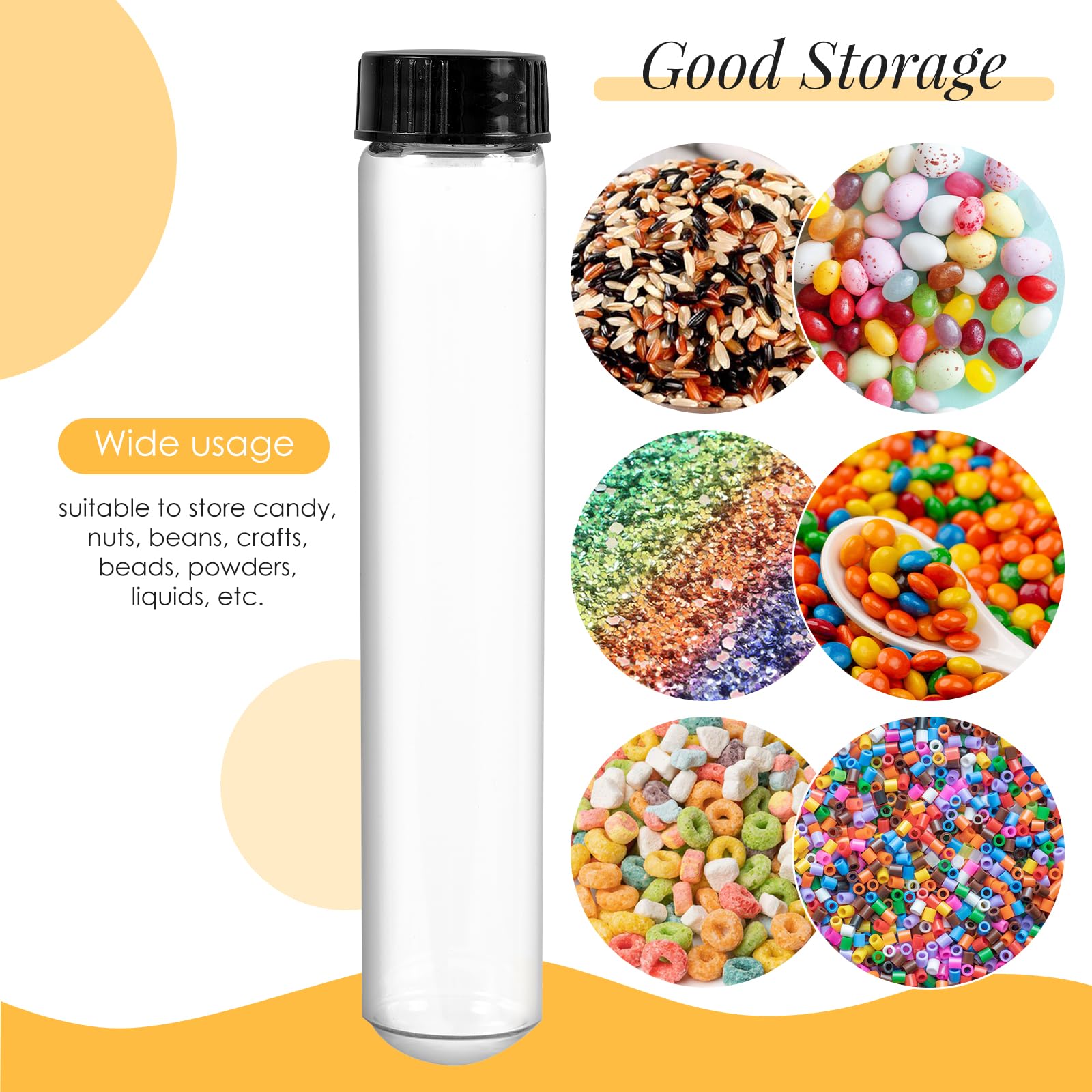 Cadbibe 50ml Glass Clear Test Tubes with Screw Caps and Plastic Stoppers, 25 x 135mm Liquid Small Leak-Proof Glass Test Tubes, 24PCS