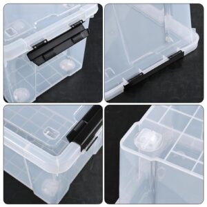 Dehouse 23 L Clear Latch Storage Bins with Wheels, 4 Pack Plastic Latch Storage Box with Lids