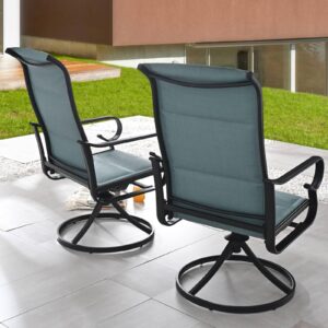 PatioFestival Patio Dining Chairs Textilene Outdoor High Back Swivel Rocker Chair Set with All Weather Frame (Blue-Green, Set of 2)