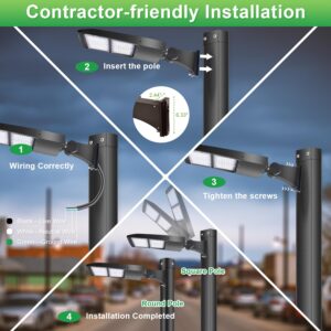 200W LED Parking Lot Light, 28000LM(140lm/w) LED Shoebox Pole Area Light(700W HID/HPS Equivalent) -Direct Arm Mount 5000K Dimmable Outdoor Commercial Street Lighting IP65 100-277V UL DLC Listed