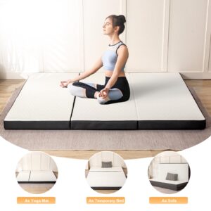 MUUEGM Folding Mattress, 4 Inch Tri-Folding Memory Foam Mattress Foldable Mattress with Washable Cover Portable Mattress for Yoga/Camping/RV/Guest Beds,CertiPUR-US Certified, Queen Size