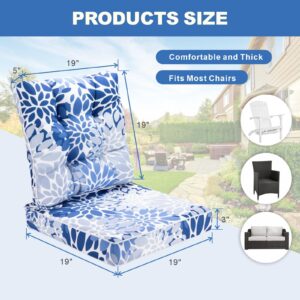 XXPILOS Outdoor Chair Cushions Seat/Back Set Patio Furniture Cushion Indoor & Outdoor 19x19 Inch with Ties Waterproof Home Garden