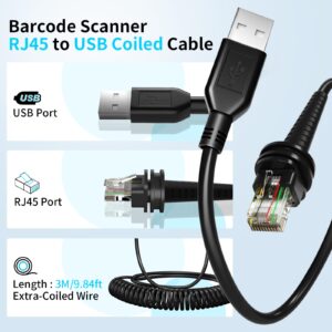 9.84ft Barcode Scanner Cable for Honeywell 1300G Cable 1200G 1202G 1250G 1400G 1500G 1900G-HD 1900G-SR 1470G 1472G 1452G 1950G-HD 1911i 1980i 1981i-FR CBL-500-300-S00 Barcode Scanner Cable Cord (1)