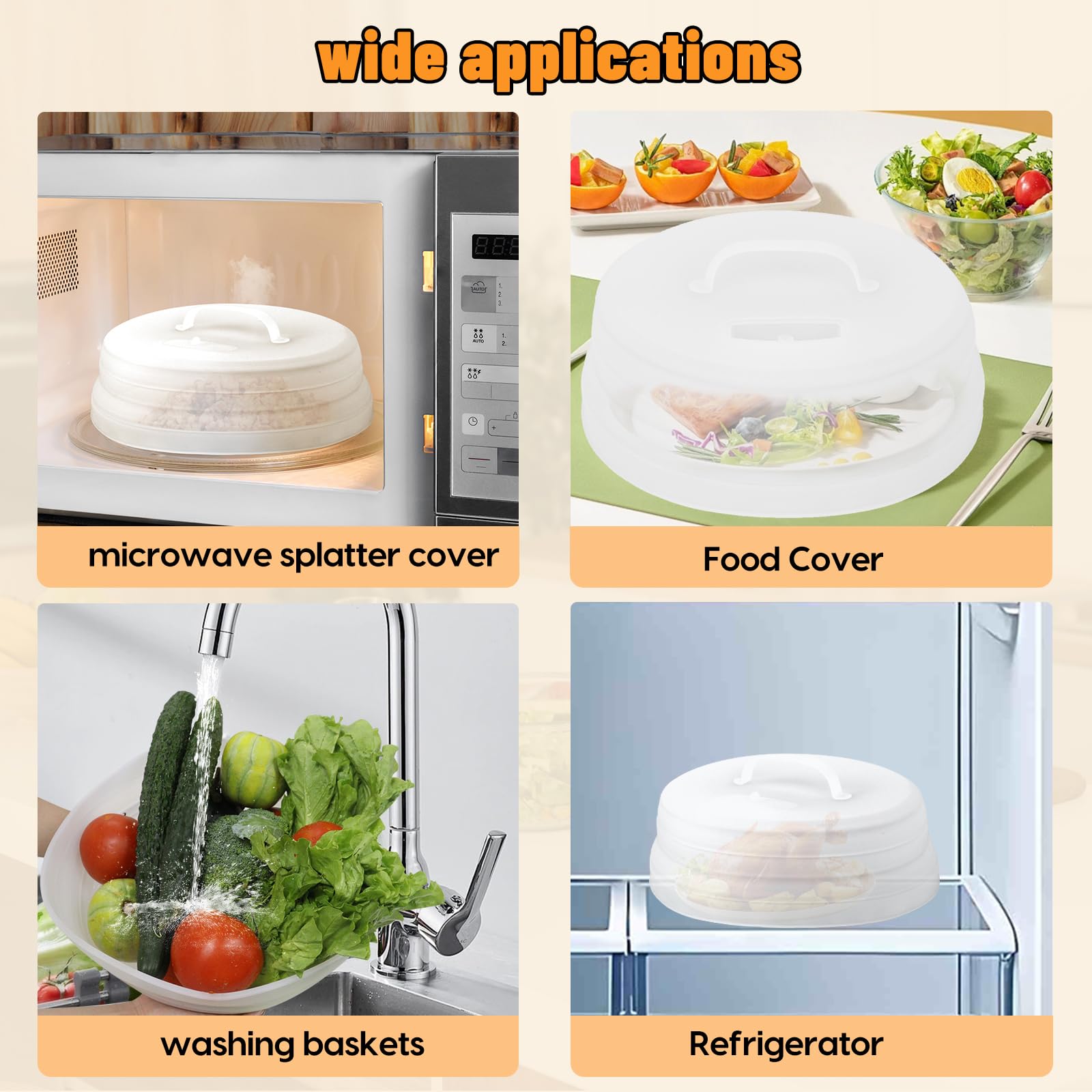 Microwave Splatter Cover, 11.8" Foldable Silicone Clear Microwave Plate Cover With Water Steamer, Vent And Handle, Dishwasher-Safe, Microwave Lid Cover And Splatter Guard, Microwave Cover For Food