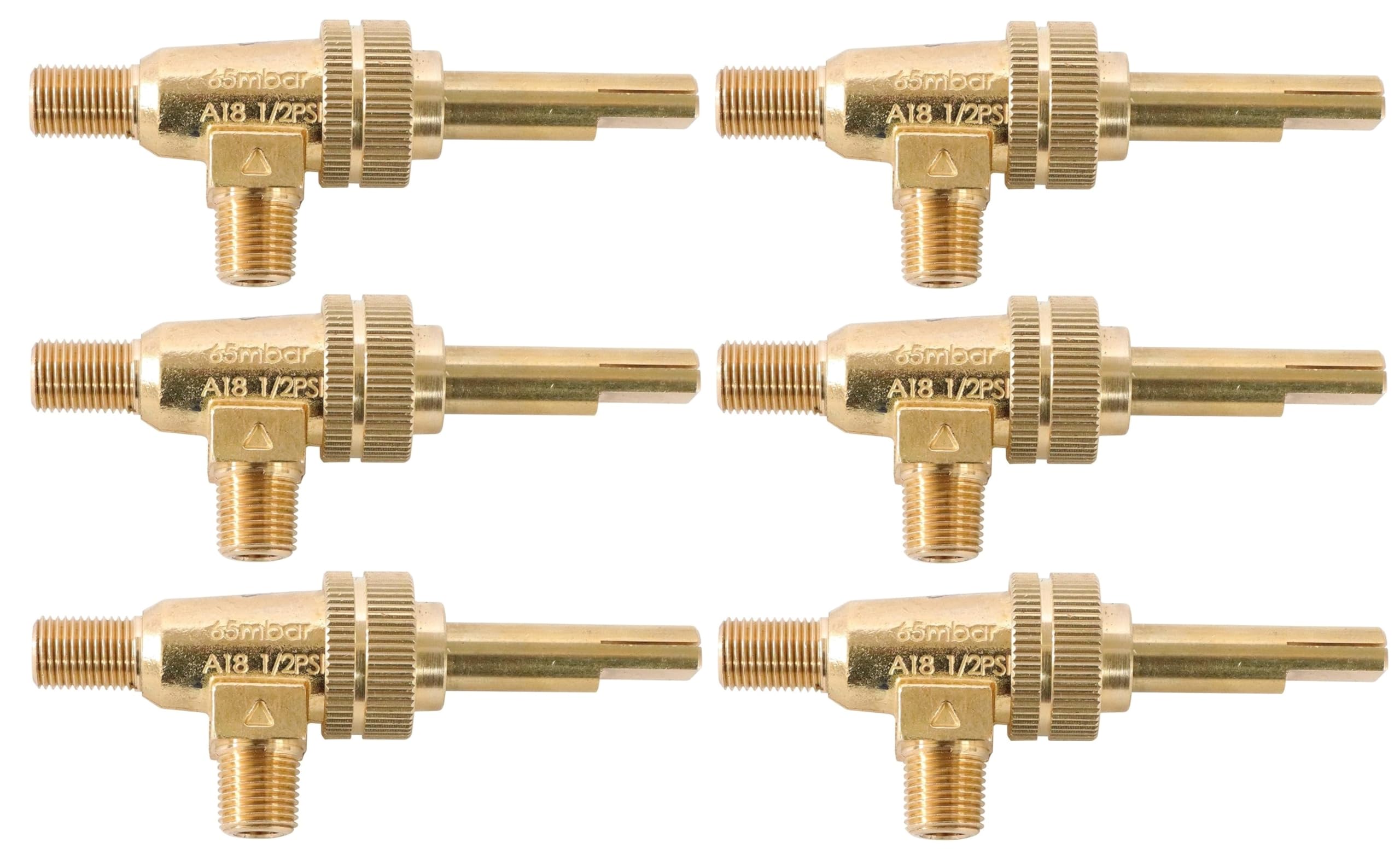 OCS Parts 719221 Range Top Burner Valves with Split Stems | 6-Pack | Compatible Replacement for Vulcan Hart 00-719221 | Garland 1087696 | Dynamic Cooking Systems 13034