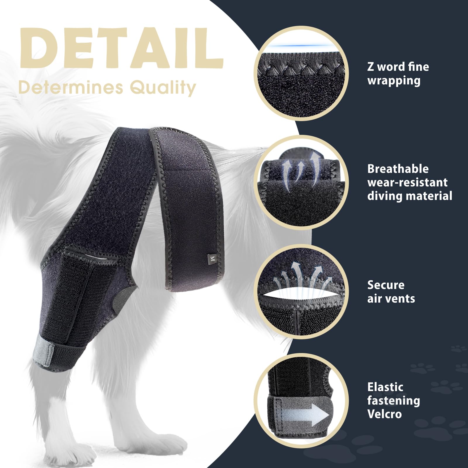 Dog Knee Brace for Torn ACL Hind Leg, Support Strip Design Ensures Stability, Adjustable Dog Back Leg Support Brace for Dogs Rear Leg, Reduce Joint Pain、Muscle Soreness and Inflammation (Size: M)