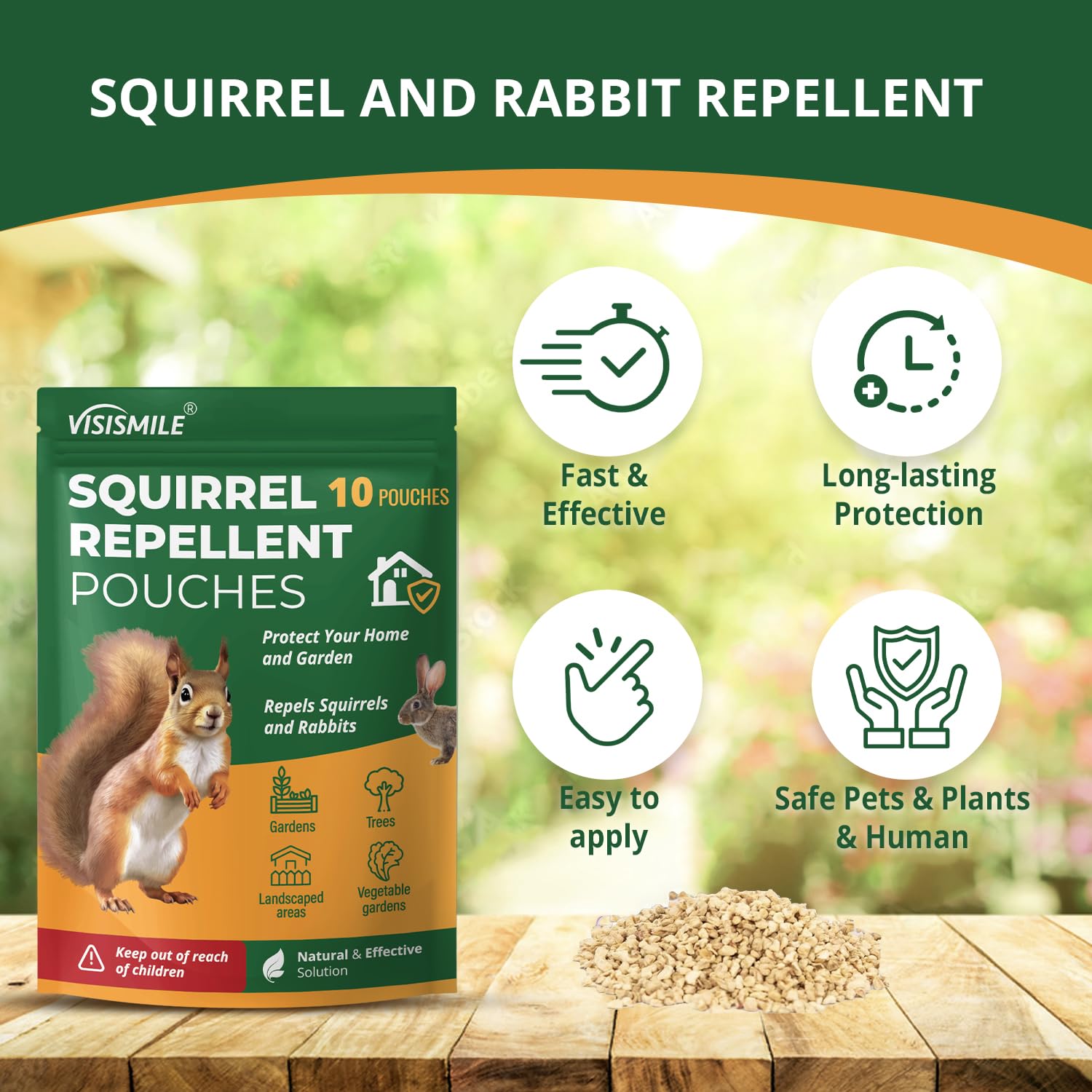 Squirrel Rabbit Repellent Outdoor Garden: Squirrel Deterrent for Plants - Chipmunk and Rabbit Repellent for Backyard - Keep Squirrels Away from Attic