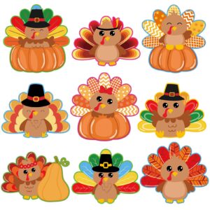 thanksgiving decorations 54 pcs turkey cutouts cartoon turkey paper cutting decor for home party school bulletin board classroom fall theme thanksgiving party supplies