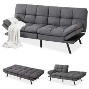 muuegm futon couch, futon sofa bed with memory foam, 71" adjust backrest sofa for studios, apartments, dormitories, offices and game rooms.