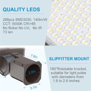 320W(350x1W LED) LED Parking Lot Lighting 48000Lm LED Parking Lot Lights Commercial with Photocell, LED Pole Light Outdoor with SlipFitter Mount- 4Pack (Coverage: 66~110Ft at Height:30~50Ft)