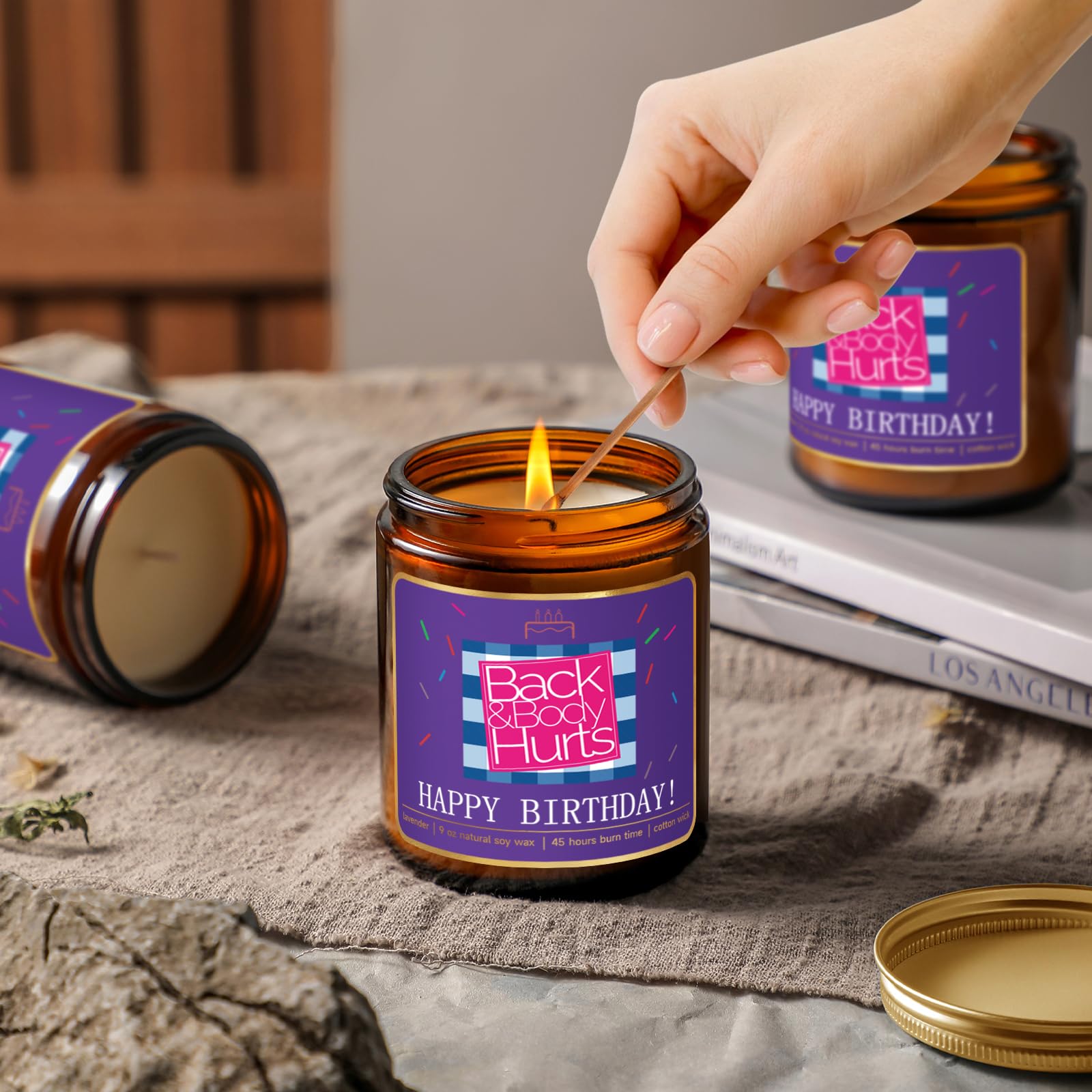 Happy Birthday Candle Gifts for Women,Unique Best Friend Birthday Gifts for Her,Sister,Funny Birthday Gifts for Men,Mom,Dad,Bestie Birthday Present,16 18 21 30 40 50 60 Bithday Gifts - Purple