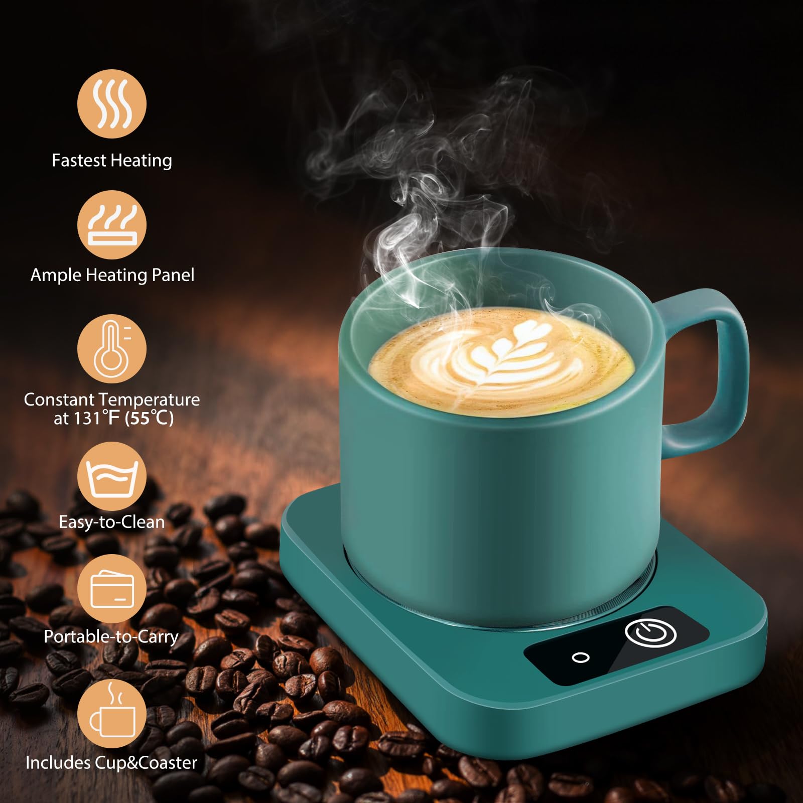 Mug Warmer for Coffee, Electric Coffee Warmer for Desk with Automatic Constant Temperature, with Aluminum Metal Panel for Heating Coffee, Beverage, Milk, Tea and Hot Chocolate (No Cup)