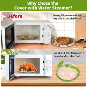 Microwave Splatter Cover for Food Guard - Microwave Cover with Water Steamer 10 Inch Plate Covers - Upgraded Kitchen Gadgets and Accessories - House Essentials for Kitchen