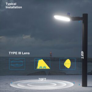 320W(350x1W LED) LED Parking Lot Lighting 48000Lm LED Parking Lot Lights Commercial with Photocell, LED Pole Light Outdoor with SlipFitter Mount- 4Pack (Coverage: 66~110Ft at Height:30~50Ft)