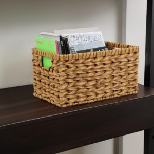 Wicker Baskets, Wicker Storage Baskets for Organizing Shelves, Waterproof Plastic Rattan Wicker Baskets for Storage, Woven Pantry Baskets, 2-Pack