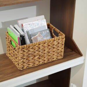 Wicker Baskets, Wicker Storage Baskets for Organizing Shelves, Waterproof Plastic Rattan Wicker Baskets for Storage, Woven Pantry Baskets, 2-Pack