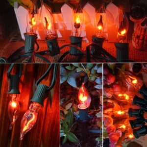 Aiyomt Christmas Flicker Flame Light Bulbs, Crystal Clear Chandelier Flickering C7/E12 Orange Flame Bulb for Electric Window Candles Halloween Party Christmas Decor, Flame Shaped, 1 Watts, 12 Pack