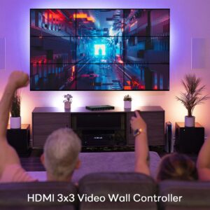 BOOBRIE Video Wall Controller, Video Wall Processor 3x3 4K Input & 1080P HDMI Output for 9 TV Splicing Display, 180 Degree Rotate, 14 Splicing Modes 3x3 3x2 2x2 3x11x4 2x3 4x2 2x4...