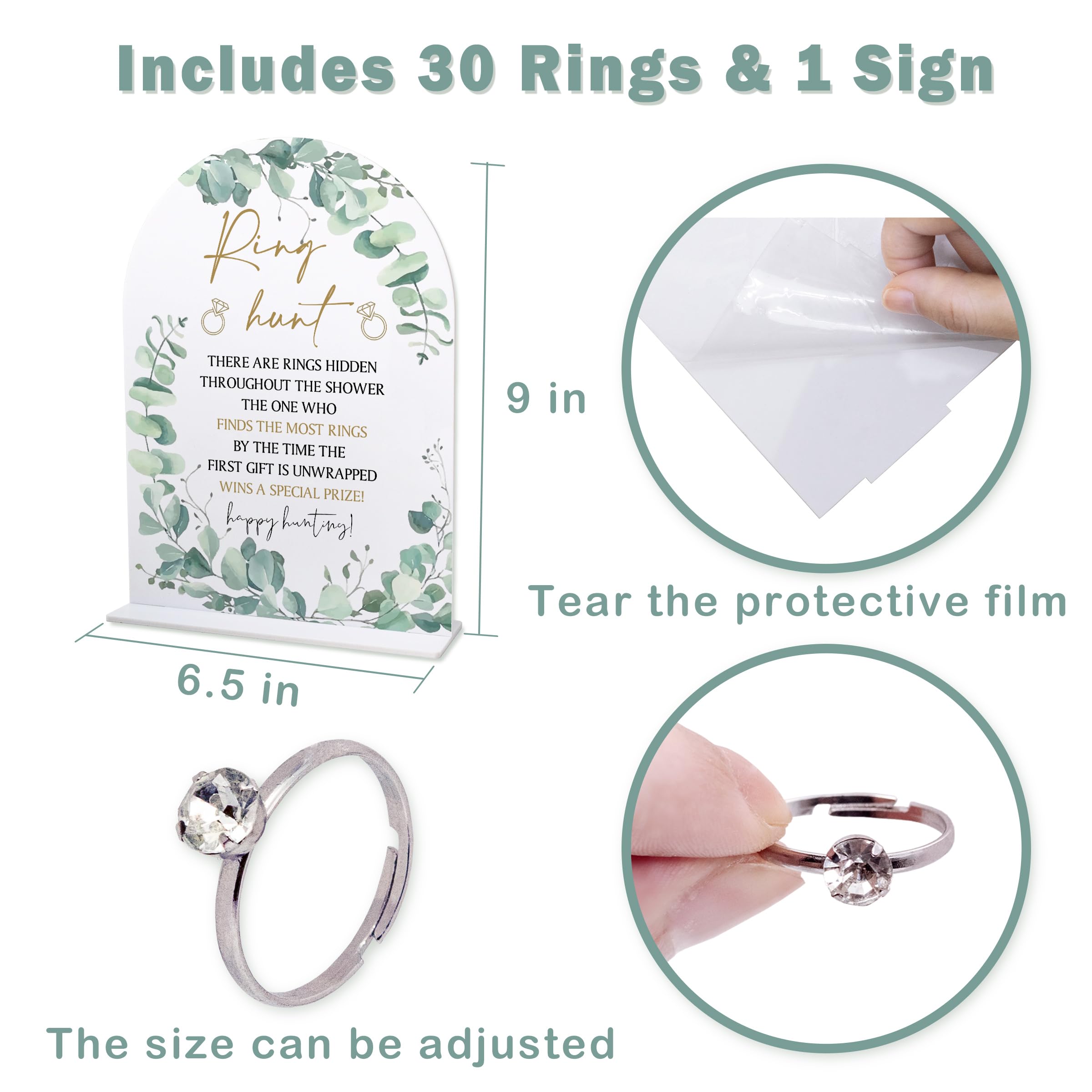 Bridal Shower Ring Hunt Games, Funny Ring Hunt Games, Engagement Party Games, Bridal Shower Decorations, Wedding Shower Games(1 Sign & 30 Rings)-xnxb01