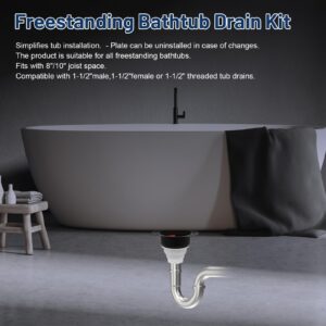 Freestanding Bathtub Tub Drain Rough-in Kit with Brass Tail Pipe and PVC Adapter Compatible with Freestanding Bathtubs Floor Mounted Bathtub and Standard Bathtubs