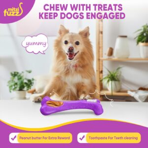 Mitzifuzz Tough Dog Toys for Aggressive Chewers, Interactive Dog Toys to Keep Them Busy, Dog Chew Toys Long Lasting for Large/Medium/Small Dogs, for Teeth Cleaning, Bacon Flavor(2pcs, Purple+Cyan)