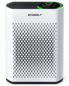 ecoself powerful air purifiers for home large room up to 1400 ft² with air quality monitor 20db sleep mode, air purifier for bedroom office living room for pets, dust smoke poiien dander smell, white